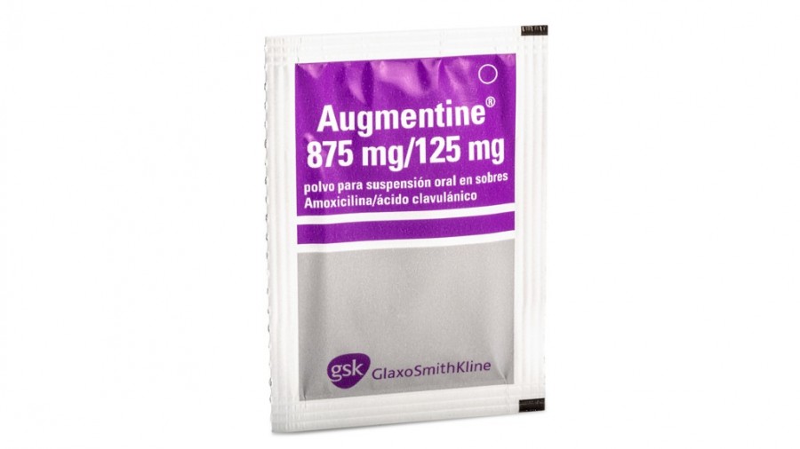 AUGMENTINE 875 mg/125 mg POLVO PARA SUSPENSION ORAL EN SOBRES , 30 sobres fotografía de la forma farmacéutica.