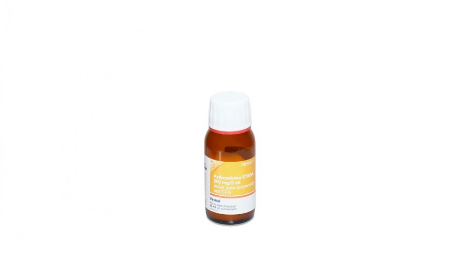 AZITROMICINA STADA 200 mg/ 5 ml POLVO PARA SUSPESION ORAL EFG , 1 frasco de 15 ml fotografía de la forma farmacéutica.