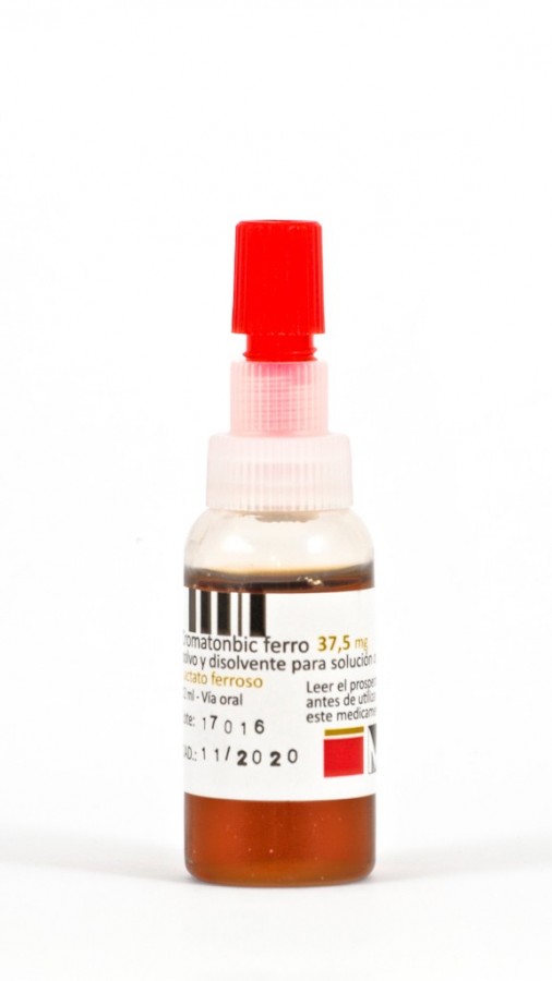 CROMATONBIC FERRO 37,5 mg POLVO Y DISOLVENTE PARA SOLUCIÓN ORAL, 30 (3x10) viales de 12 ml fotografía de la forma farmacéutica.