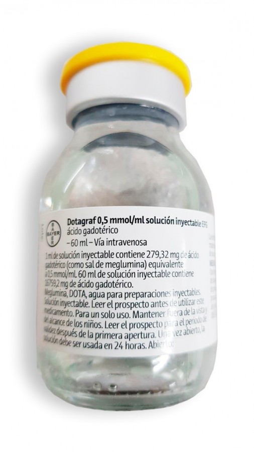 DOTAGRAF 0,5 MMOL/ML SOLUCION INYECTABLE EFG , 1 vial de 60 ml fotografía de la forma farmacéutica.