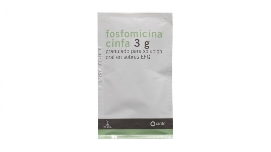 FOSFOMICINA CINFA 3 G GRANULADO PARA SOLUCION ORAL EN SOBRES EFG, 1 sobre fotografía de la forma farmacéutica.