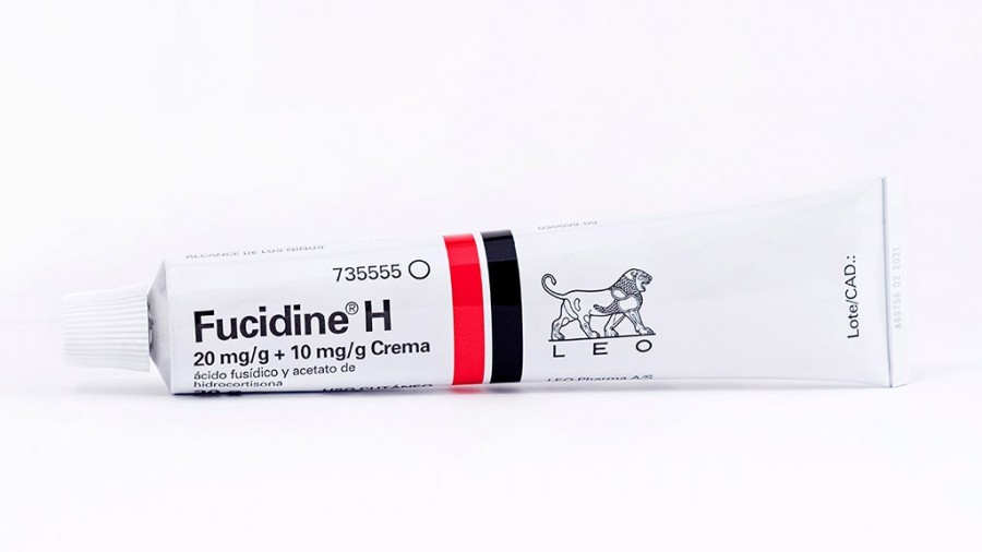 FUCIDINE H, 20 mg/g + 10 mg/g CREMA , 1 tubo de 15 g fotografía de la forma farmacéutica.