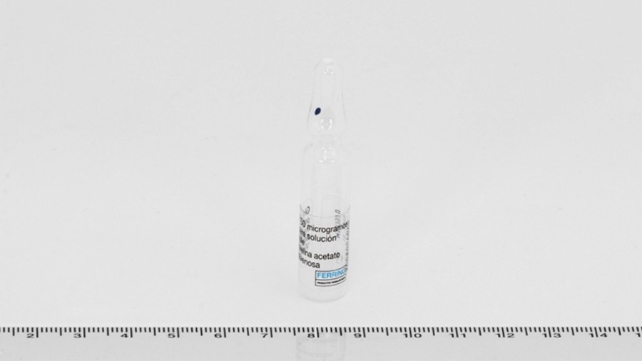 GHRH 50 microgramos POLVO Y DISOLVENTE PARA SOLUCIÓN INYECTABLE , 1 ampolla + 1 ampolla de disolvente fotografía de la forma farmacéutica.