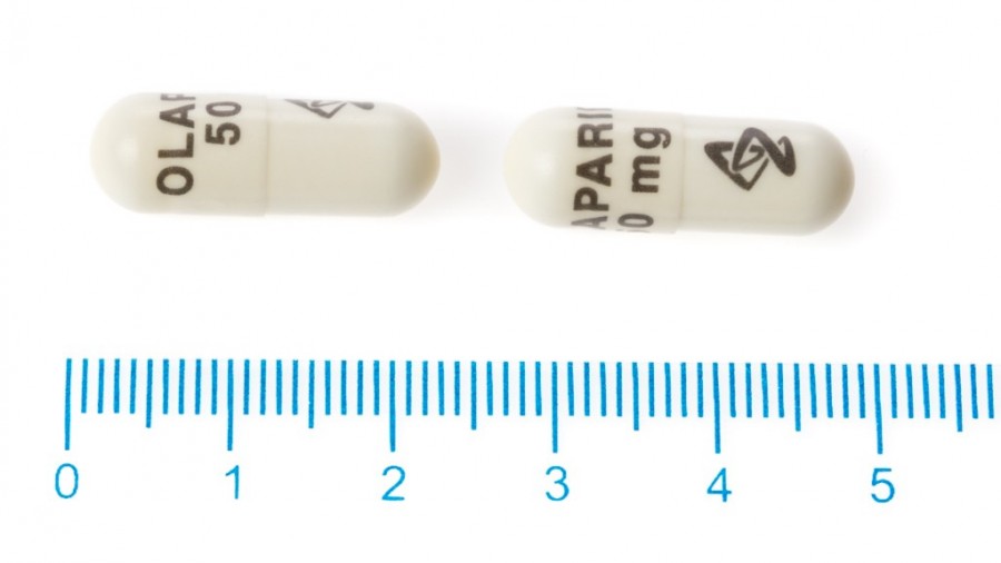 LYNPARZA 50 MG CAPSULAS DURAS, 448 cápsulas (4 frascos de 112 cápsulas) fotografía de la forma farmacéutica.