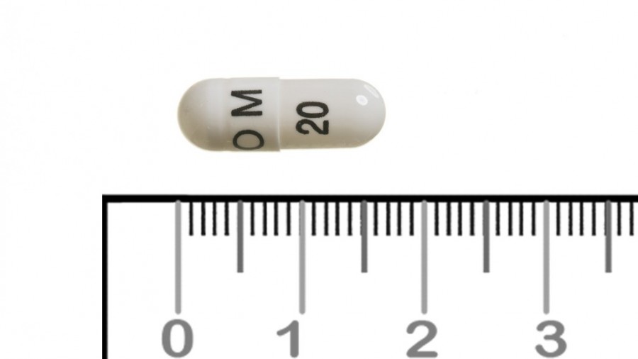 OMEPRAZOL CINFAMED 20 mg CAPSULAS DURAS GASTRORESISTENTES EFG , 28 cápsulas fotografía de la forma farmacéutica.