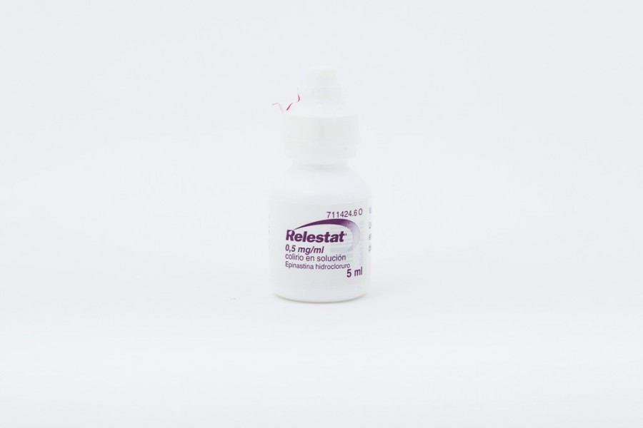 RELESTAT 0,5 mg/ml COLIRIO EN SOLUCION , 1 frasco de 5 ml fotografía de la forma farmacéutica.