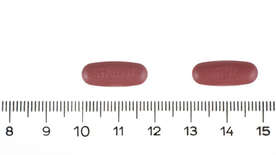 STARLIX 180 mg COMPRIMIDOS RECUBIERTOS CON PELICULA, 84 comprimidos fotografía de la forma farmacéutica.
