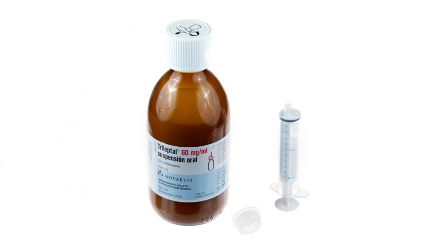 TRILEPTAL 60 mg/ml SUSPENSION ORAL , 1 frasco de 250 ml fotografía de la forma farmacéutica.