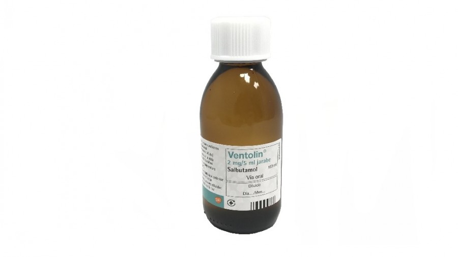 VENTOLIN 2 mg/5 ml JARABE,1 frasco de 150 ml fotografía de la forma farmacéutica.