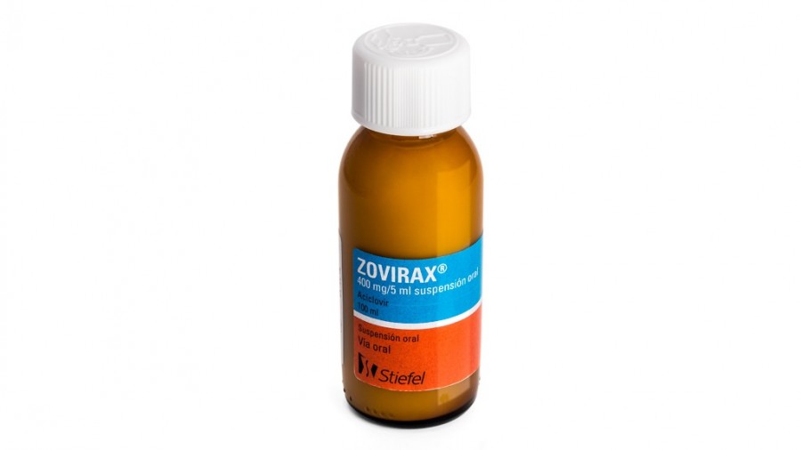 ZOVIRAX 400 mg/5 ml SUSPENSION ORAL , 1 frasco de 100 ml fotografía de la forma farmacéutica.